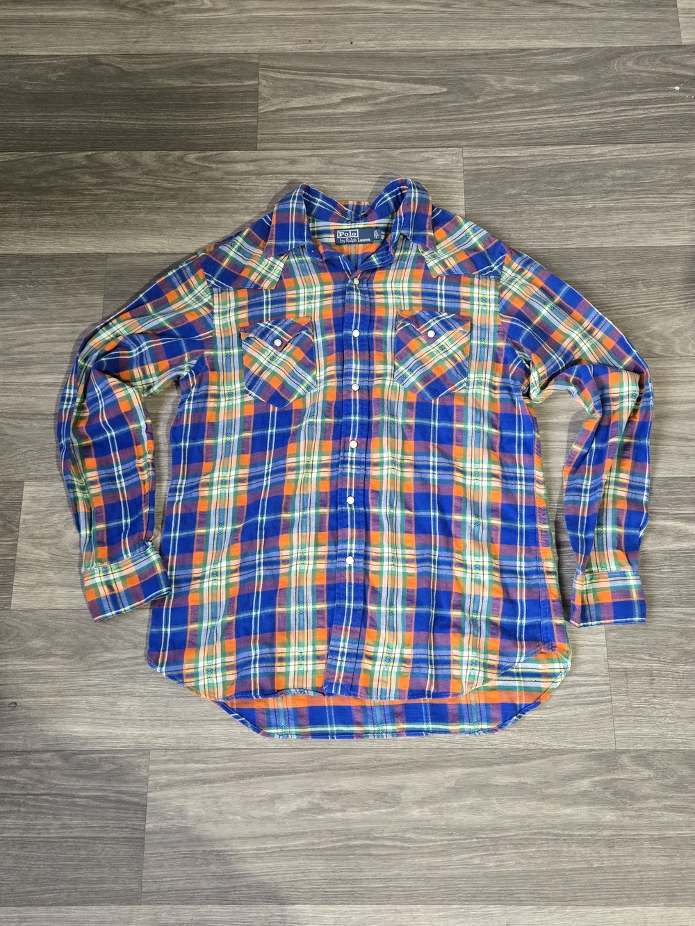 Men’s Super Rare Polo Ralph Lauren Pearl Snap Western Button Up Size L